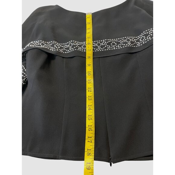 Vintage JR Nites by Caliendo Chiffon Layered Black Top 80s 90s Size 12P - Picture 13 of 14